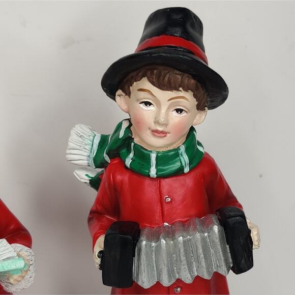 Regency Red Retro Ceramic Children Christmas Carolers Singing Figurine Set - Picture 11 of 14